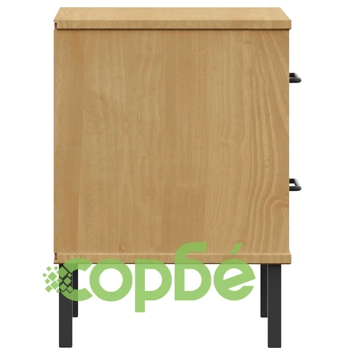 Нощно шкафче с метални крака, кафяво, бор масив, OSLO ➤ топ цена ➤ sorbe.bg