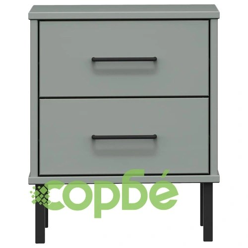 Нощно шкафче с метални крака сив бор масив OSLO ➤ топ цена ➤ sorbe.bg
