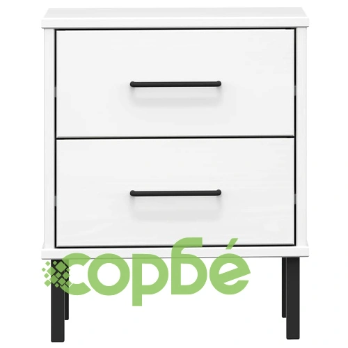 Нощно шкафче с метални крака бяло бор масив OSLO ➤ топ цена ➤ sorbe.bg