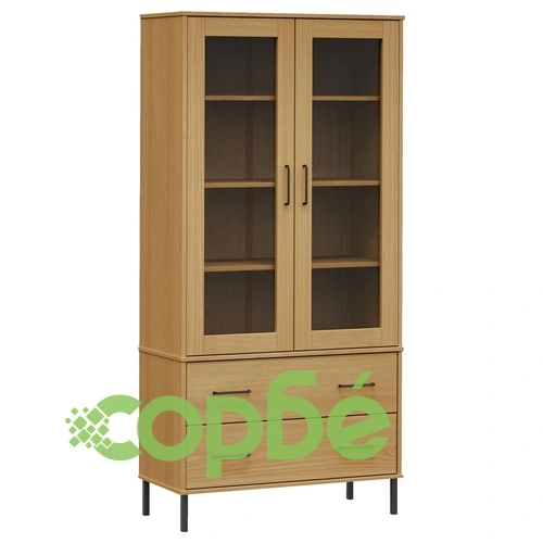 Библиотека метални крака кафява 85x35x172,5 см дърво масив OSLO ➤ топ цена ➤ sorbe.bg