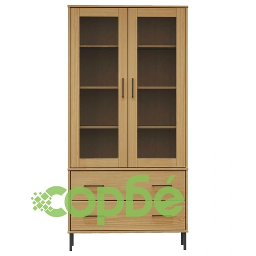 Библиотека метални крака кафява 85x35x172,5 см дърво масив OSLO ➤ топ цена ➤ sorbe.bg