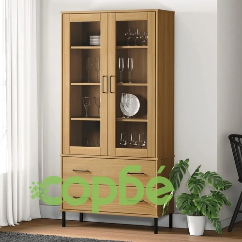 Библиотека метални крака кафява 85x35x172,5 см дърво масив OSLO ➤ топ цена ➤ sorbe.bg