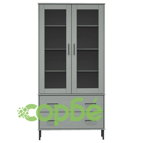 Библиотека с метални крака сива 85x35x172,5 см дърво масив OSLO ➤ топ цена ➤ sorbe.bg