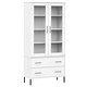 Библиотека с метални крака бяла 85x35x172,5 см дърво масив OSLO
