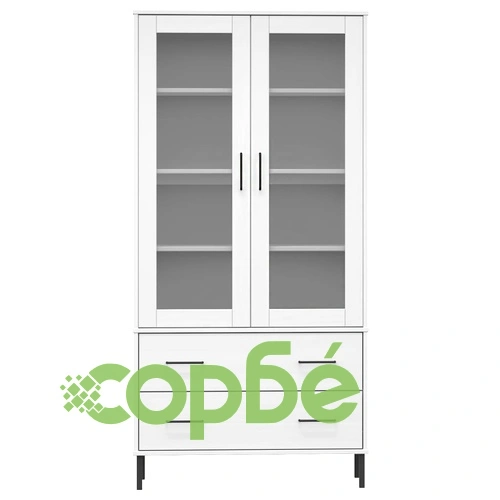 Библиотека с метални крака бяла 85x35x172,5 см дърво масив OSLO ➤ топ цена ➤ sorbe.bg
