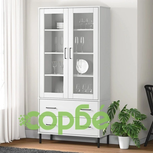 Библиотека с метални крака бяла 85x35x172,5 см дърво масив OSLO ➤ топ цена ➤ sorbe.bg