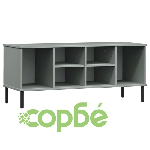 Етажерка за обувки с метални крака сива 106x35x45 см масив OSLO ➤ топ цена ➤ sorbe.bg