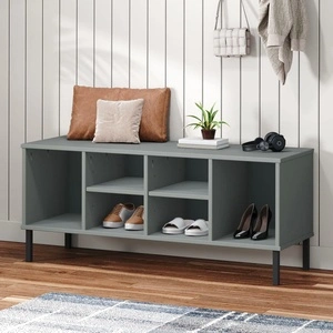 Етажерка за обувки с метални крака сива 106x35x45 см масив OSLO