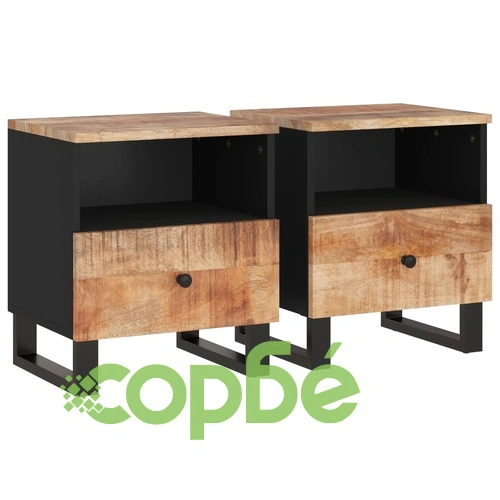 Нощни шкафчета 2 бр масивно дърво манго и инженерно дърво ➤ топ цена ➤ sorbe.bg