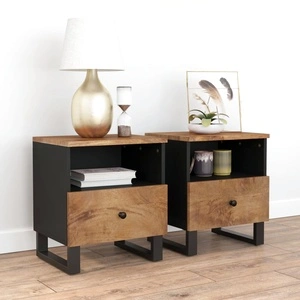 Нощни шкафчета 2 бр масивно дърво манго и инженерно дърво