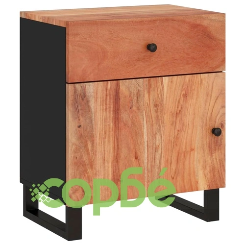 Нощно шкафче 50x33x60 см масивна акация и инженерно дърво ➤ топ цена ➤ sorbe.bg