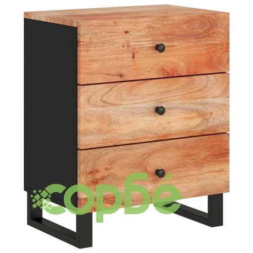 Нощно шкафче 50x33x62 см масивна акация и инженерно дърво ➤ топ цена ➤ sorbe.bg