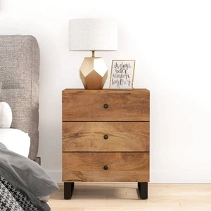 Нощно шкафче, 50x33x62 см, масивно манго и инженерно дърво