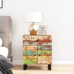 Нощно шкафче 50x33x60 см масивно регенерирано и инженерно дърво