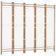 Сгъваема 5-панелна преграда за стая 200 см бамбук и платно