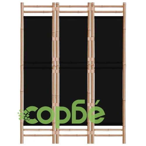 Сгъваема 3-панелна преграда за стая 120 см бамбук и платно ➤ топ цена ➤ sorbe.bg
