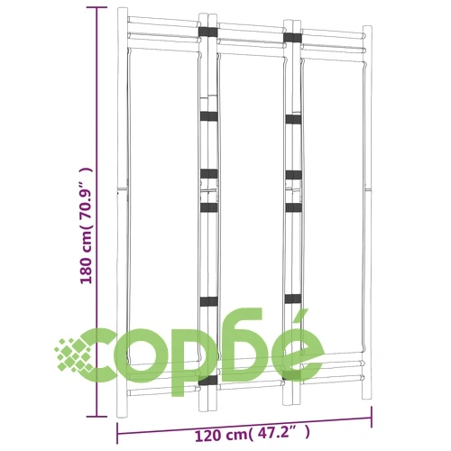 Сгъваема 3-панелна преграда за стая 120 см бамбук и платно ➤ топ цена ➤ sorbe.bg