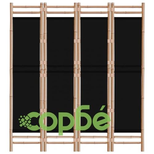 Сгъваема 4-панелна преграда за стая 160 см бамбук и платно ➤ топ цена ➤ sorbe.bg