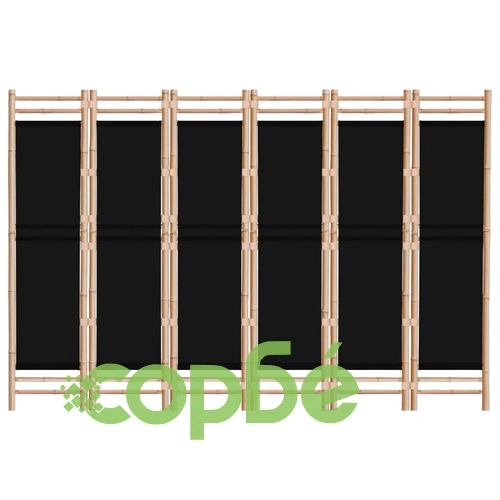 Сгъваема 6-панелна преграда за стая 240 см бамбук и платно ➤ топ цена ➤ sorbe.bg