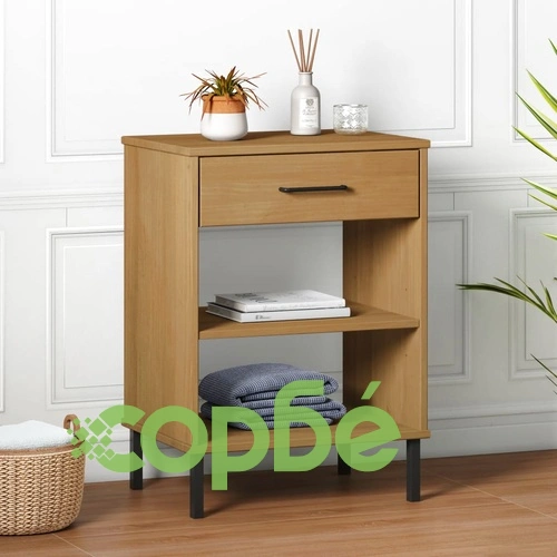 Конзолно шкафче с метални крака, кафяво, бор масив, OSLO ➤ топ цена ➤ sorbe.bg