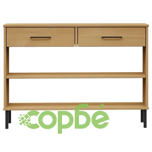 Конзолно шкафче с метални крака, кафяво, бор масив, OSLO ➤ топ цена ➤ sorbe.bg