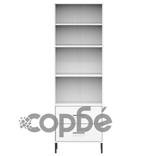 Библиотека с 2 чекмеджета бяла 60x35x180 см масивно дърво OSLO ➤ топ цена ➤ sorbe.bg