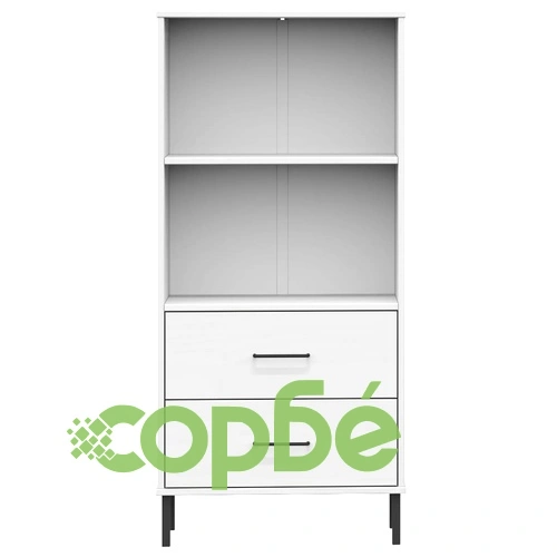 Библиотека с 2 чекмеджета бяла 60x35x128,5 см дърво масив OSLO ➤ топ цена ➤ sorbe.bg
