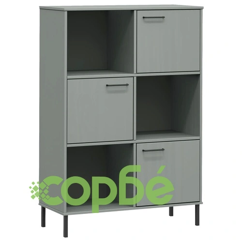 Библиотека с метални крака сива 90x35x128,5 см дърво масив OSLO ➤ топ цена ➤ sorbe.bg