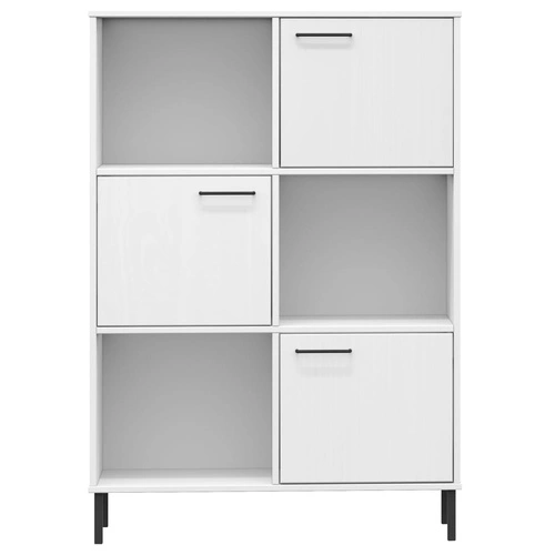 Библиотека с метални крака бяла 90x35x128,5 см дърво масив OSLO ➤ топ цена ➤ sorbe.bg