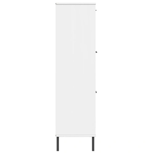 Библиотека с метални крака бяла 90x35x128,5 см дърво масив OSLO ➤ топ цена ➤ sorbe.bg