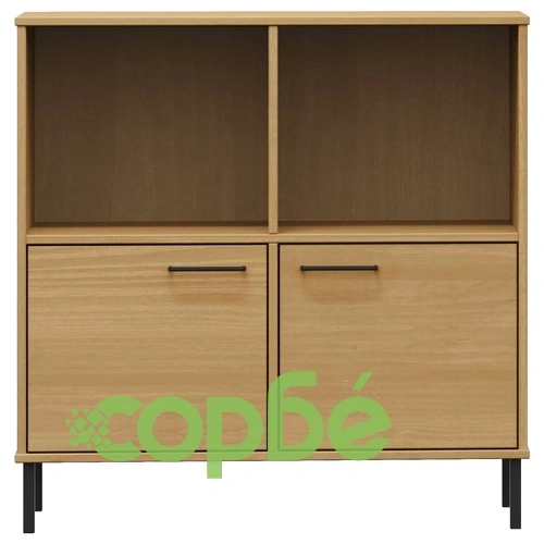 Библиотека метални крака кафява 90x35x90,5 см дърво масив OSLO ➤ топ цена ➤ sorbe.bg