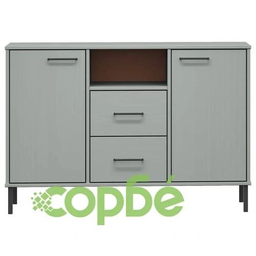 Бюфет с метални крака сива 113x40x77 см масивно дърво OSLO ➤ топ цена ➤ sorbe.bg