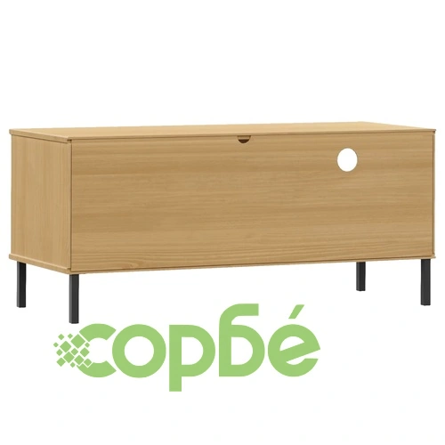 ТВ шкаф с метални крака, кафяв, бор масив, OSLO ➤ топ цена ➤ sorbe.bg