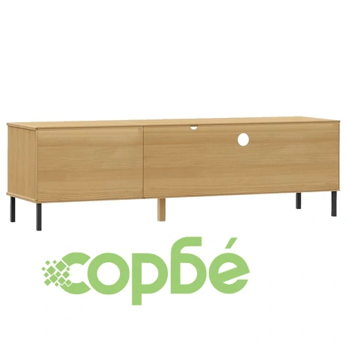 ТВ шкаф с метални крака, кафяв, бор масив, OSLO ➤ топ цена ➤ sorbe.bg