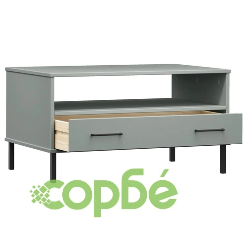 Кафе маса с метални крака сива 85x50x45 см масивно дърво OSLO на топ цена от sorbe.bg Кафе маса с метални крака сива 85x50x45 см масивно дърво OSLO ➤ топ цена ➤ sorbe.bg