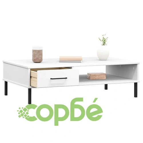 Кафе маса с метални крака бяла бор масив OSLO ➤ топ цена ➤ sorbe.bg