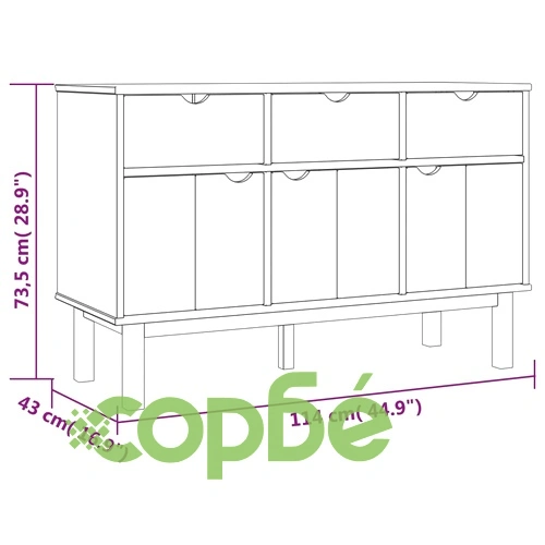 Сайдборд OTTA, 114x43x73,5 см, борово дърво масив ➤ топ цена ➤ sorbe.bg