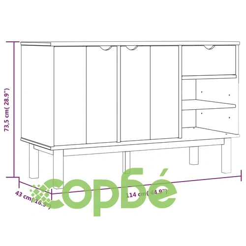Сайдборд OTTA, 114x43x73,5 см, борово дърво масив ➤ топ цена ➤ sorbe.bg