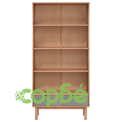 Библиотека OTTA с 2 чекмеджета, кафяво и сиво, бор масив ➤ топ цена ➤ sorbe.bg