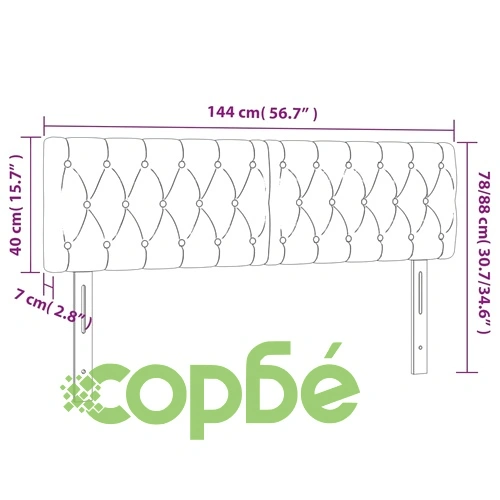 Горни табли за легло, 2 бр, светлосиви, 72x7x78/88 см, плат ➤ топ цена ➤ sorbe.bg