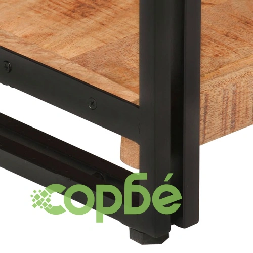 Библиотека с 3 рафта 77x30x80 см мангово дърво масив и желязо ➤ топ цена ➤ sorbe.bg