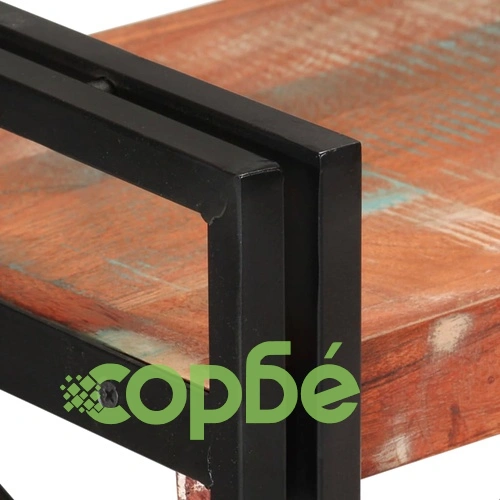 Библиотека 3 рафта 77x30x80см регенерирано дърво масив и желязо ➤ топ цена ➤ sorbe.bg