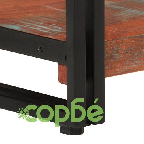 Библиотека 3 рафта 77x30x80см регенерирано дърво масив и желязо ➤ топ цена ➤ sorbe.bg