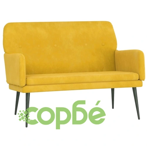 Пейка, жълта, 108x79x79 см, кадифе ➤ топ цена ➤ sorbe.bg