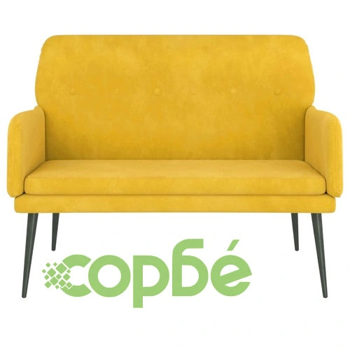 Пейка, жълта, 108x79x79 см, кадифе ➤ топ цена ➤ sorbe.bg