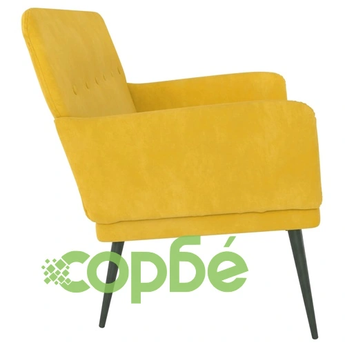 Пейка, жълта, 108x79x79 см, кадифе ➤ топ цена ➤ sorbe.bg