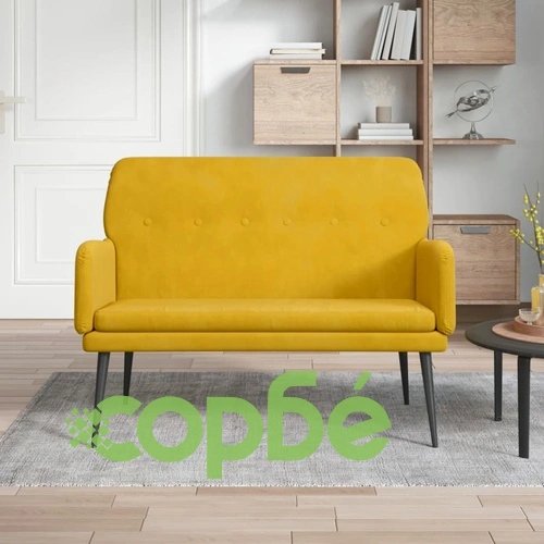 Пейка, жълта, 108x79x79 см, кадифе ➤ топ цена ➤ sorbe.bg