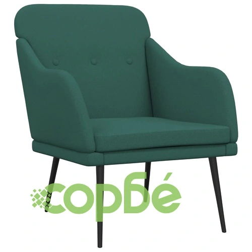 Кресло, тъмнозелено, 63x76x80 см, текстил ➤ топ цена ➤ sorbe.bg