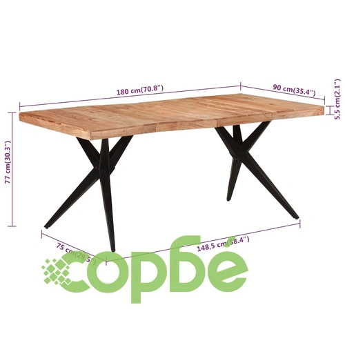 Трапезна маса, 180x90x77 см, акациево дърво масив  ➤ топ цена ➤ sorbe.bg