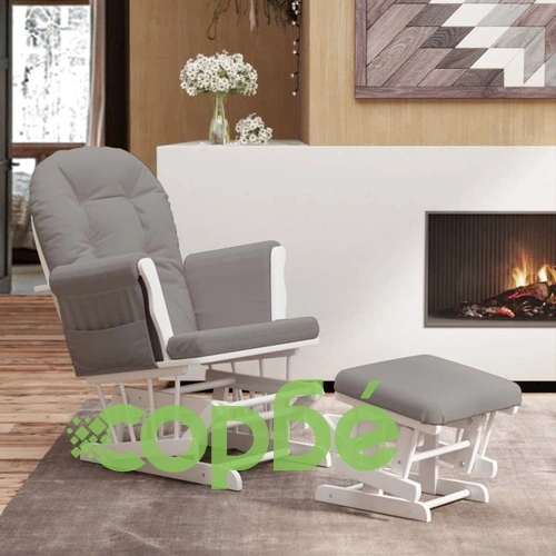 Плъзгащ се стол с табуретка, светлосив, текстил ➤ топ цена ➤ sorbe.bg